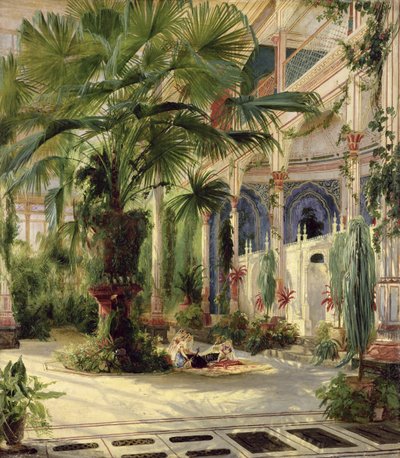 पॉट्सडैम में पाम हाउस का इंटीरियर, 1833 (कैनवास पर पेपर) द्वारा Carl Blechen