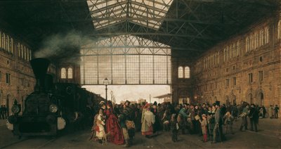 1875 में वियना नॉर्थवेस्ट स्टेशन पर एक ट्रेन का आगमन द्वारा कार्ल करगर