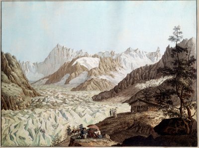 कार्ल हैकर्ट (1740-1800) (ई.सी.एल.) 1781 फ्रैंकफर्ट द्वारा आल्प्स इलस्ट्रेशन में शैमॉनिक्स के पास माउंट एवर्ट के बर्फ के समुद्र का दृश्य। Stadelsches Kunstinstitut द्वारा कार्ल लुडविग हैकर्ट