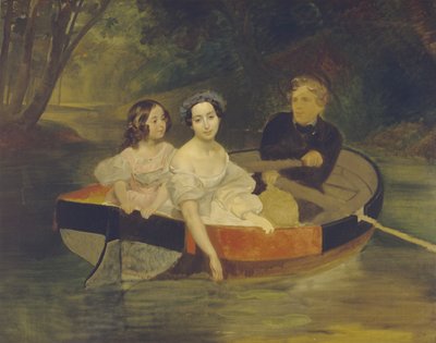 1833-1835 में एक नाव में बैरोनेस येकातेरिना मेलर-ज़कोमसेलकाया और उसकी बेटी के साथ स्व-चित्र द्वारा कार्ल पावलोविच ब्रायलोव