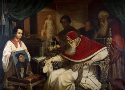 पोप पॉल III 1468-1549 लूथर, 1838-1839 के क्रानाच के पोर्ट्रेट को देखते हुए। द्वारा कार्ल शोर्नी