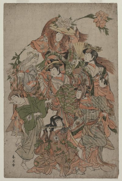 इवाई हनशिरो चतुर्थ सात परिवर्तनों के नृत्य में द्वारा Katsukawa Shunei