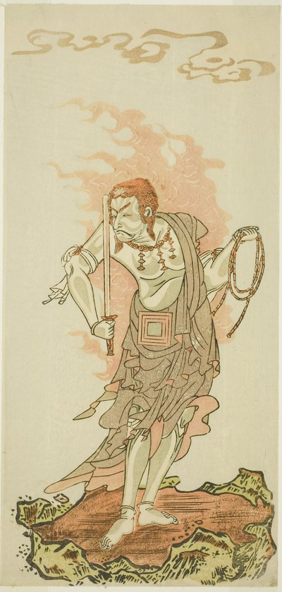 अभिनेता इचिकावा दंजुरो वी नाटक फुकी काटे त्सुकी मो योशिवारा (रीटैच्ड रूफ: द मून अलसो शाइन्स ओवर द योशिवारा प्लेजर डिस्ट्रिक्ट) के पहले भाग के अंतिम दृश्य में बौद्ध देवता फ़ूडो के रूप में, मोरीता थिएटर में पहले भाग से प्रदर्शित  द्वारा कटसुकावा शुंशु