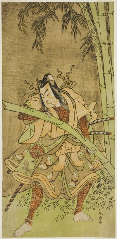 अभिनेता नाकामुरा तोमिजुरो प्रथम ने मोरीता थियेटर में प्रथम माह, 1771 में प्रदर्शित नाटक एहो सोगा नेन-नेन-गोयोमी में ताकेनुकी गोरो की भूमिका निभाई। द्वारा कटसुकावा शुंशु