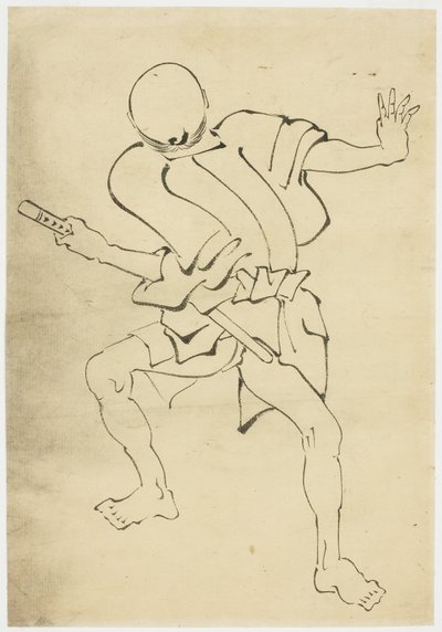 सशस्त्र परिचर (अध्ययन), c.1815-1849 (कागज पर स्याही) द्वारा कटुशिका (स्कूल ऑफ होकुसाई)