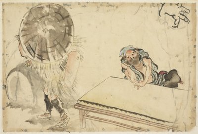 मोची मेकर और एक टाटामी मेकर (दो रेखाचित्र), c.1815-1849 (कागज पर स्याही और रंग) द्वारा कटुशिका (स्कूल ऑफ होकुसाई)