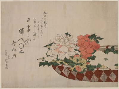 Peonies की टोकरी, 1810 या 1814। द्वारा कत्सुशिका होकुसाई