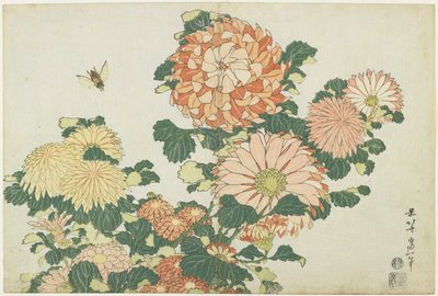 गुलदाउदी और अश्वारोही, सी। 1832 द्वारा Katsushika Hokusai