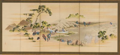 देश के दृश्य और माउंट फ़ूजी, एक जोड़ी में से एक, ईदो काल, सीए। 1830-1832। द्वारा कत्सुशिका होकुसाई