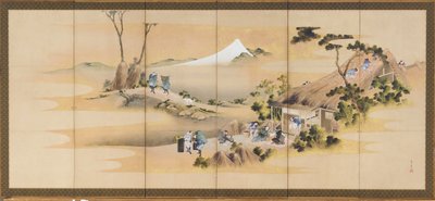 देश के दृश्य और माउंट फ़ूजी, एक जोड़ी में से एक, ईदो काल, सीए। 1830-1832। द्वारा कत्सुशिका होकुसाई