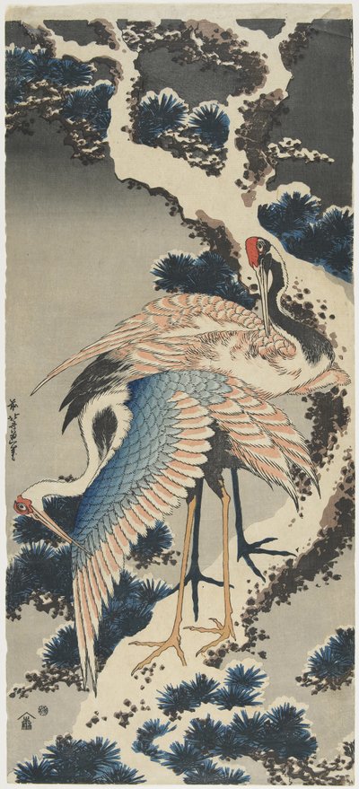 पाइन पर क्रेन, सी। 1834 द्वारा Katsushika Hokusai