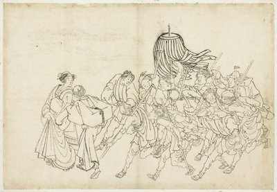 फायरमैन अपने महोत्सव के लिए मार्च, 1615-1868 (कागज पर स्याही) द्वारा कत्सुशिका होकुसाई