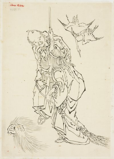 जो और ऊबा; ताकासागो का थीम, सीए। 1815-1849 (कागज पर स्याही) द्वारा कत्सुशिका होकुसाई