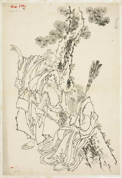 जो और ऊबा; ताकासागो का थीम, सीए। 1815-49 (कागज पर स्याही) द्वारा कत्सुशिका होकुसाई