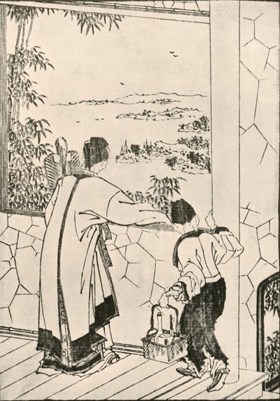 एक खिड़की से बाहर देख रहे लोग, 18 वीं सदी के अंत में, 1924। द्वारा कत्सुशिका होकुसाई
