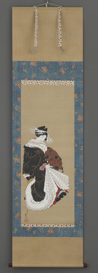 एक अदालत के चित्र का चलना, c.1815-19 (रेशम पर स्याही, रंग और सोना) द्वारा कत्सुशिका होकुसाई