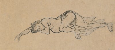 स्लीपिंग मैन, 18 वीं सदी के अंत में 19 वीं सदी की शुरुआत। द्वारा कत्सुशिका होकुसाई