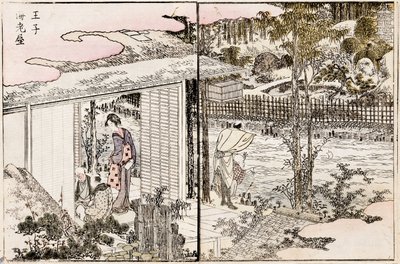 Oji में रेस्तरां Ebiya। पूर्वी राजधानी में श्रृंखला सुख से, 1802। द्वारा कत्सुशिका होकुसाई