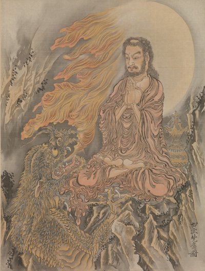 शाक्यमुनि ने राक्षसों पर विजय प्राप्त करते हुए शक गोमा-झू, कै। 1888। द्वारा कवनाबे क्योसई