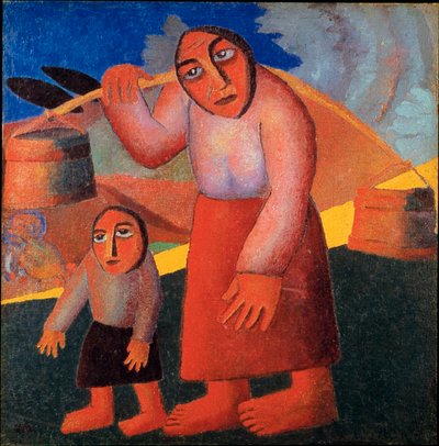 बाल्टी के साथ किसान कासिमिर मालेविक (मालेविच, मालेविच) (1878-1935) 1911 सन द्वारा पेंटिंग। 173x73 सेमी एम्स्टर्डम, स्टेडेलिज्क संग्रहालय द्वारा काज़िमिर सेवेरिनोविच मालेविच
