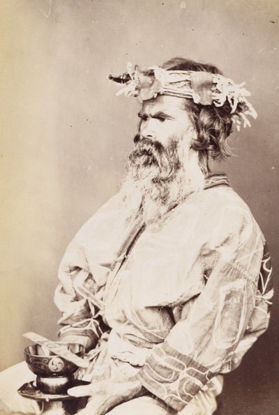 ऐनू मैन, c.1890s (जिलेटिन सिल्वर प्रिंट) द्वारा Kenzô Tamoto