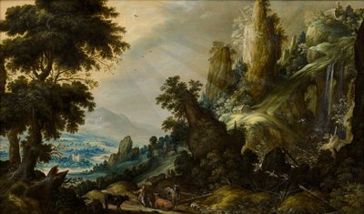 झरने के साथ माउंटेन लैंडस्केप, 1605-1609 द्वारा केर्स्टियन केउनिंक डी
