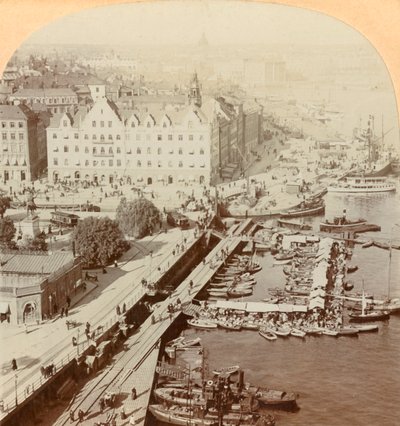 हार्बर, स्टॉकहोम, स्वीडन, 1901। द्वारा कीस्टोन व्यू कंपनी