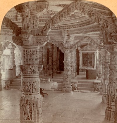 आंतरिक, दिलवाड़ा मंदिर, माउंट आबू, भारत, 1901। द्वारा कीस्टोन व्यू कंपनी