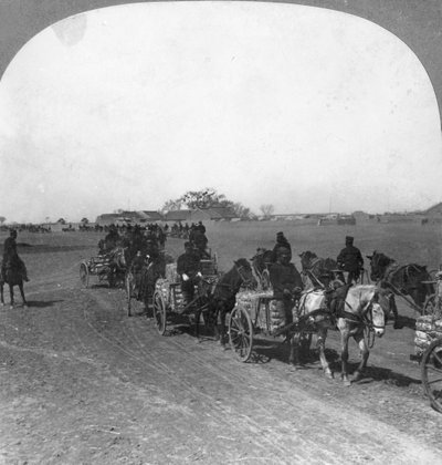 जापानी सैन्य परिवहन ट्रेन, मंचूरिया, 1906 द्वारा कीस्टोन व्यू कंपनी
