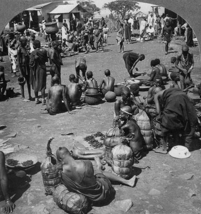 पोर्ट फ्लोरेंस, लेक विक्टोरिया, केन्या में देशी बाजार, c1901-c1903 द्वारा कीस्टोन व्यू कंपनी
