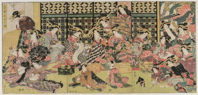 खुशी क्वार्टर में देखने की एक तस्वीर, 1810s। द्वारा किकुगावा ईज़ान