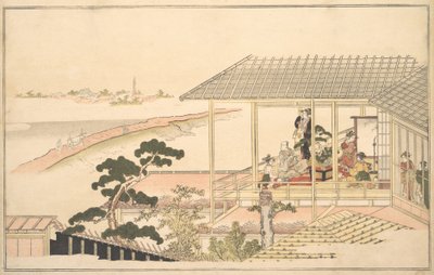 एक चांदनी रात, 1789 में योशिवारा में एक सदन में मीरा निर्माताओं की एक पार्टी। द्वारा किटगावा उतामारो