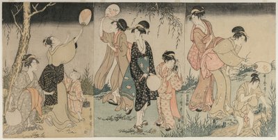 कैचिंग फायरफ्लाइज, सी। 1796-1797। द्वारा किटगावा उतामारो