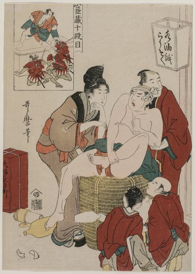 चुशिंगुरा: लॉयल्टी के स्टोरहाउस का एक्ट एक्स, 1790 के दशक के अंत में। द्वारा किटगावा उतामारो