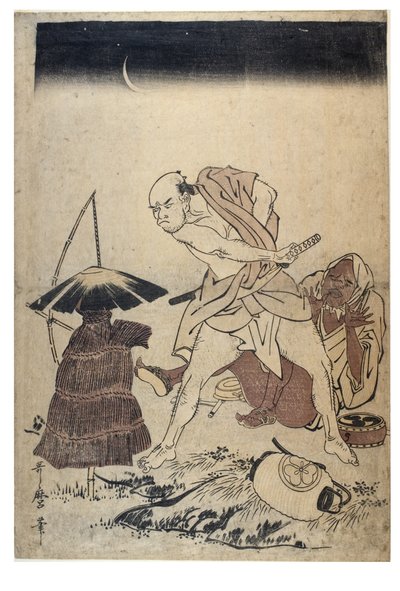 आदमी एक अंधेरी रात में बिजूका की धमकी देता है, c.1758-1806 (वुडब्लॉक प्रिंट नो पेपर) द्वारा किटगावा उतामारो