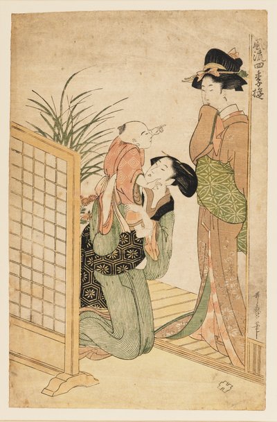 माँ, बच्चा और नर्स, c1800 द्वारा किटगावा उतामारो