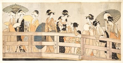 ऊपर और नीचे Ryogoku ब्रिज, सी। 1800 द्वारा किटगावा उतामारो