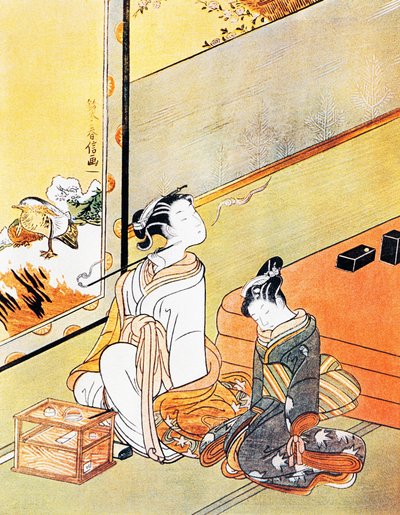 महिला धूम्रपान पाइप, ukiyo-e कला प्रिंट, टोसा स्कूल, वुडकट, जापानी सभ्यता, ईदो अवधि द्वारा किटगावा उतामारो