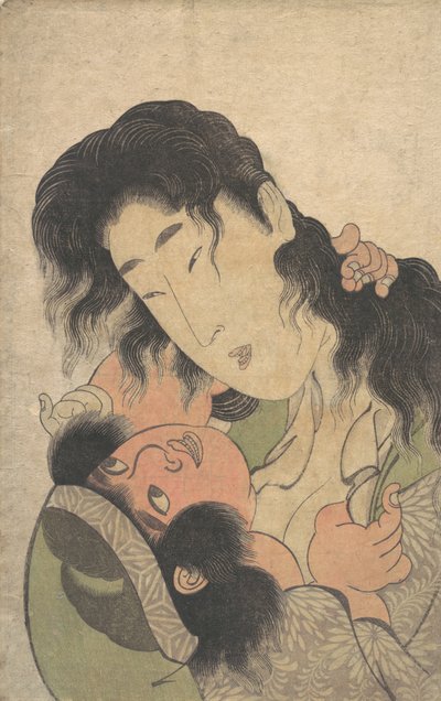 यामाउबा प्लेइंग विद द यंग किंटोकी, सीए. 1795. द्वारा किटगावा उतामारो