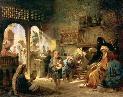 काहिरा में कॉफी हाउस, 1870 के दशक में द्वारा Konstantin Egorovich Makovsky