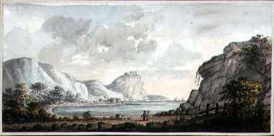एक खाड़ी को देखने वाली दो आकृतियों वाला लैंडस्केप, c.1825 (कागज पर पानी के रंग का) द्वारा लेडी एगर्टन
