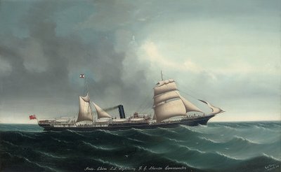इंडो-चाइना स्टीमर लाइटिंग अंडर सेल एंड स्टीम, 1892 द्वारा लाइ फोंग