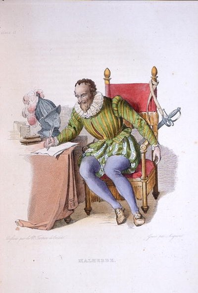 1835 में पेरिस में प्रकाशित ई. मेनेचेट द्वारा 'ले प्लुटार्क फ़्रैंकैस' से चित्रण, फ्रेंकोइस डी मल्हेर्बे (1555-1628) का चित्रण (रंग उत्कीर्णन) द्वारा लैंसलॉट थिओडोर (बाद में) टर्पिन डी क्रिस्से