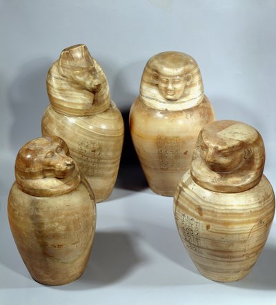होर-इर-ए-ए, साइइट (अलाबास्टर) के कैनोपिक जार द्वारा Late Period Egyptian