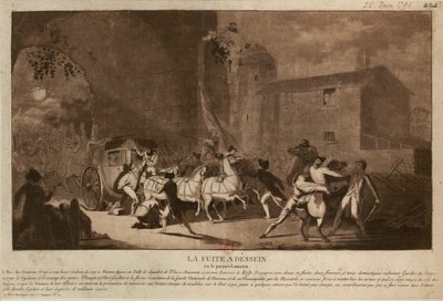 वारेन के लिए उड़ान वारेन के लिए उड़ान, 1791। द्वारा लॉरेंट गयोट