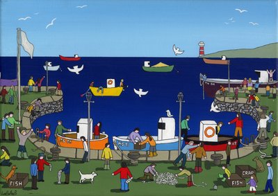 हार्बर, 2015, (कैनवस पर ऐक्रेलिक और इंक) द्वारा Lee Sellers