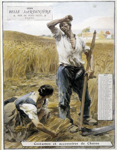 हार्वेस्ट - लेर्मिट द्वारा, स्टोर कैलेंडर "" द ब्यूटीफुल माली "", अगस्त 1898 द्वारा लियोन ऑगस्टिन लेर्मिटेट