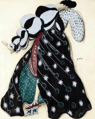 आर. स्ट्रॉस - बकस्ट, लियोन (1866-1924) - 1914 - वाटरकलर, कागज पर गौचे - 33x28 - निजी संग्रह द्वारा बैले ""ला लीजेंड डे जोसेफ"" के लिए पोशाक डिजाइन द्वारा लियोन बक्स्तो