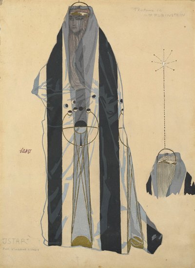 बोहुस्लाव मार्टिनू द्वारा बैले इस्तार के लिए पोशाक डिजाइन, c. 1922. द्वारा लियोन बक्स्तो