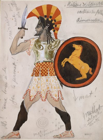 'हेलेन डे स्पार्टे' में पोलक्स की पोशाक के लिए डिज़ाइन, c1910s द्वारा लियोन बक्स्तो
